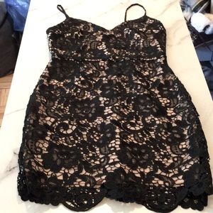 Express Black Lace Dress With Nude Lining, Size 0. - image 1